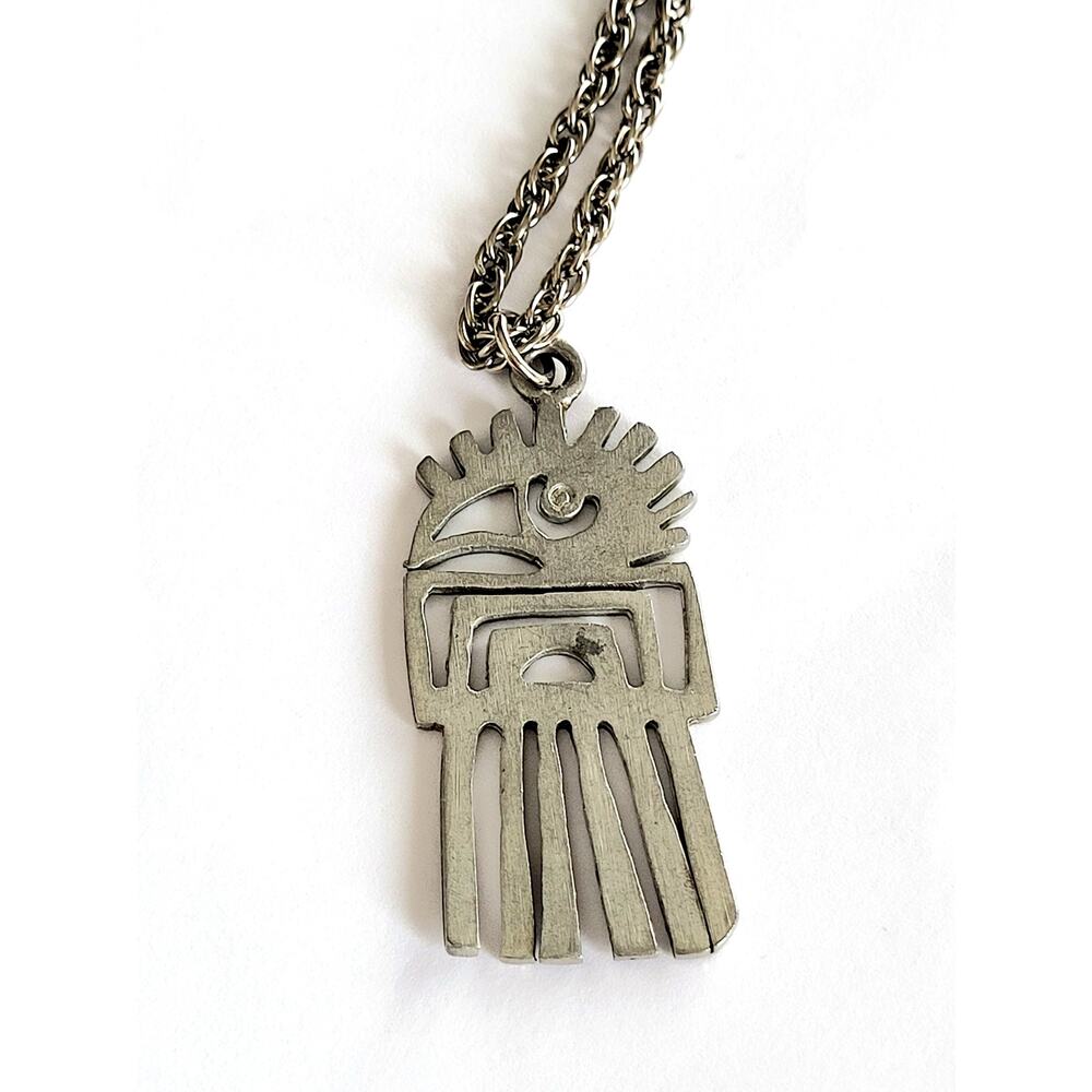 Boardman Tribal Bird Totem Necklace Primitive Pewter